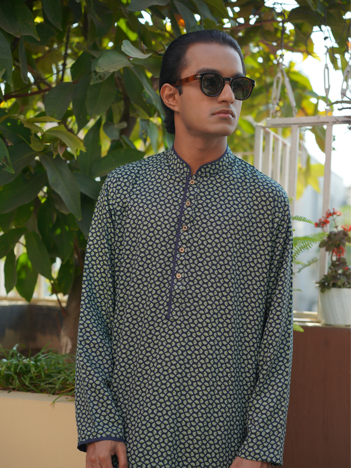 Green Printed Kurta