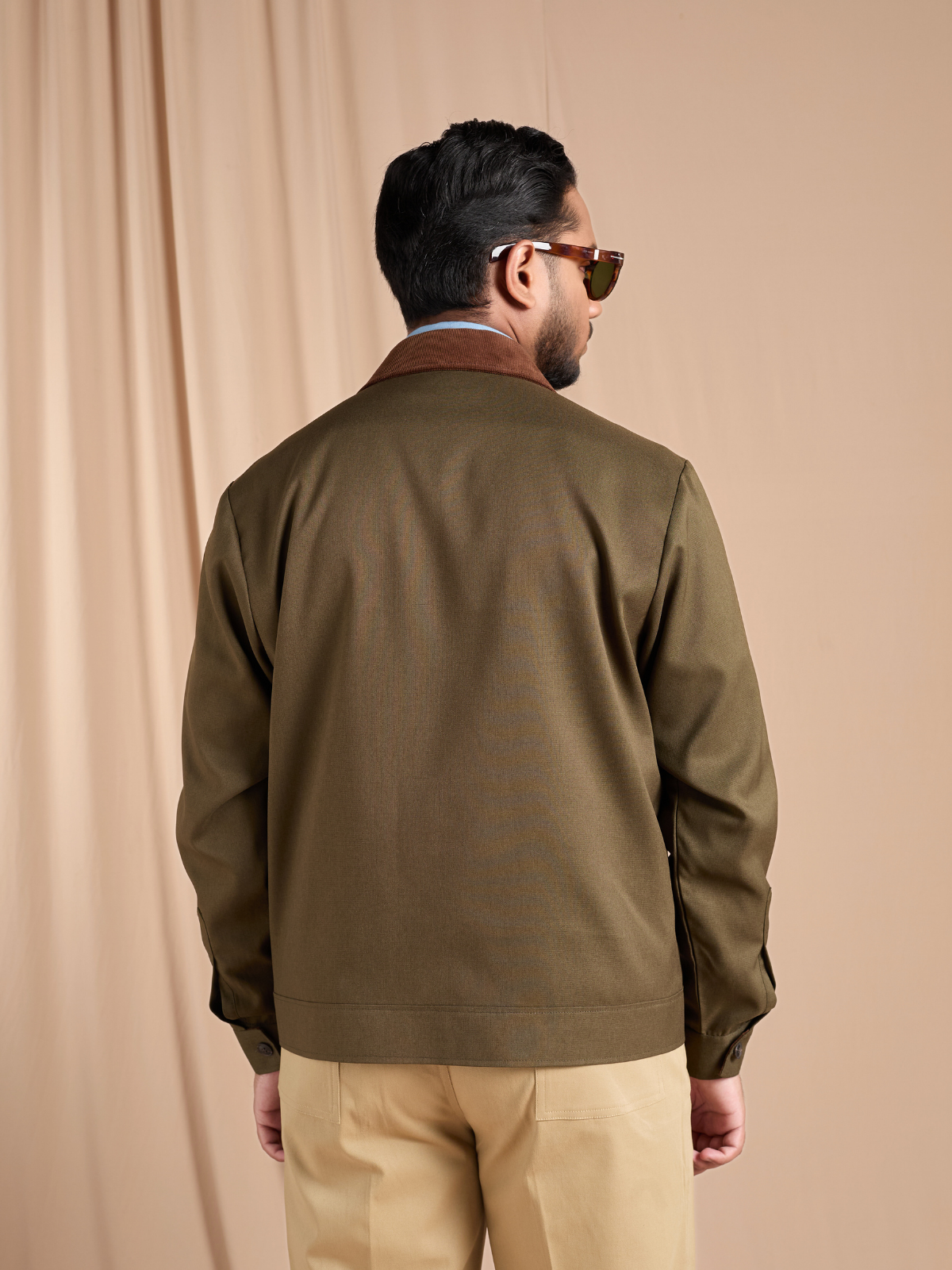 Olive Cropped Bomber Jacket