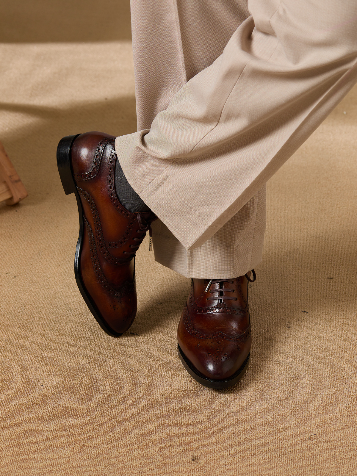 Cognac Wingtip Derby Mustard