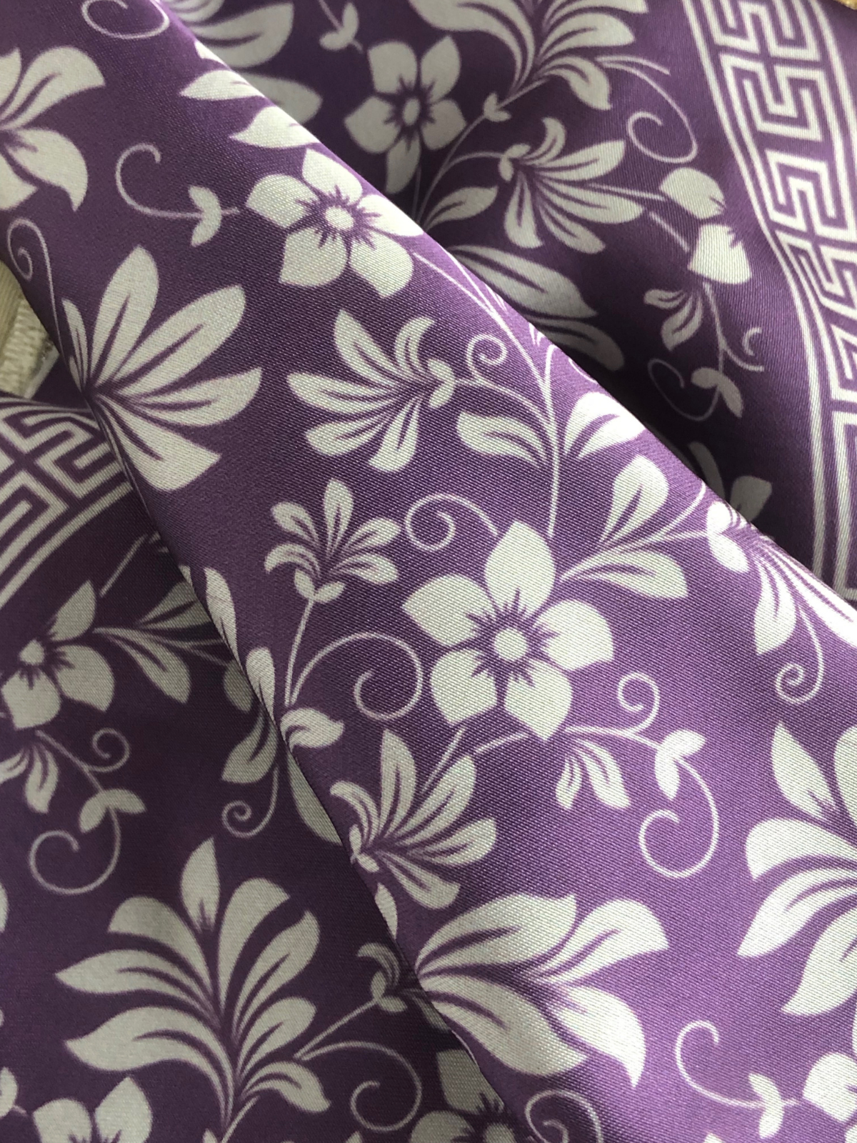 Purple with White Floral Silk Pocket Square