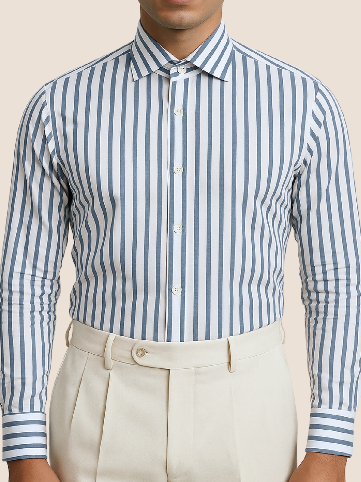 Stone Blue Bengal Stripe Formal Shirt