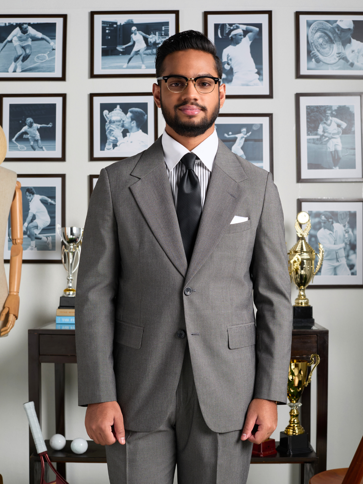 Grey Herringbone Blazer