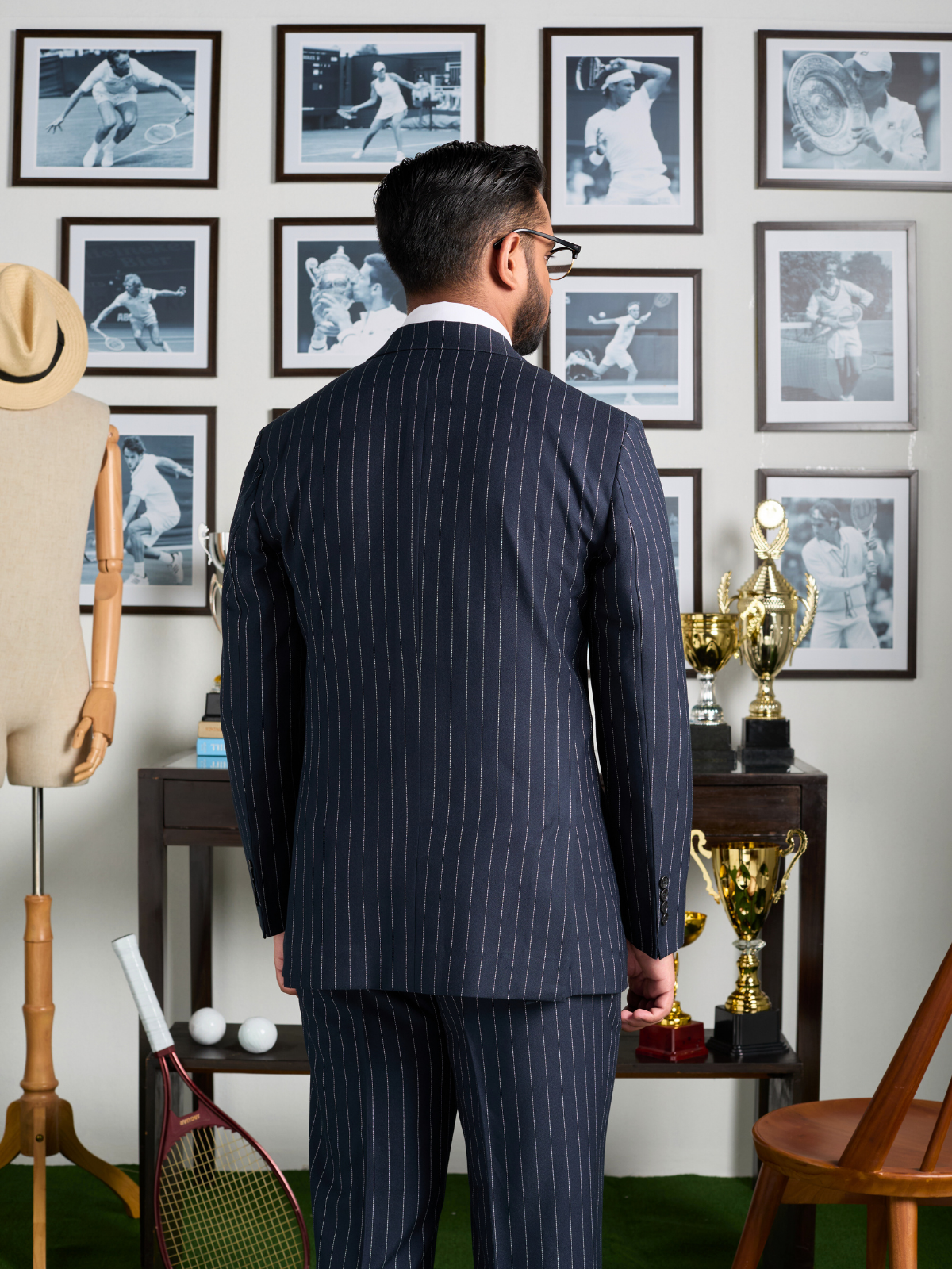 Navy Pinstripe DB Blazer