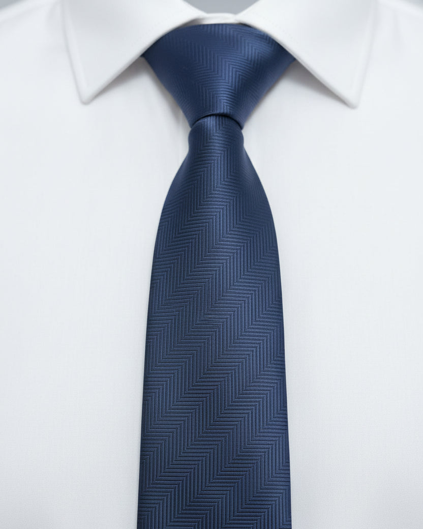 Midnight Blue Chevron Silk Tie