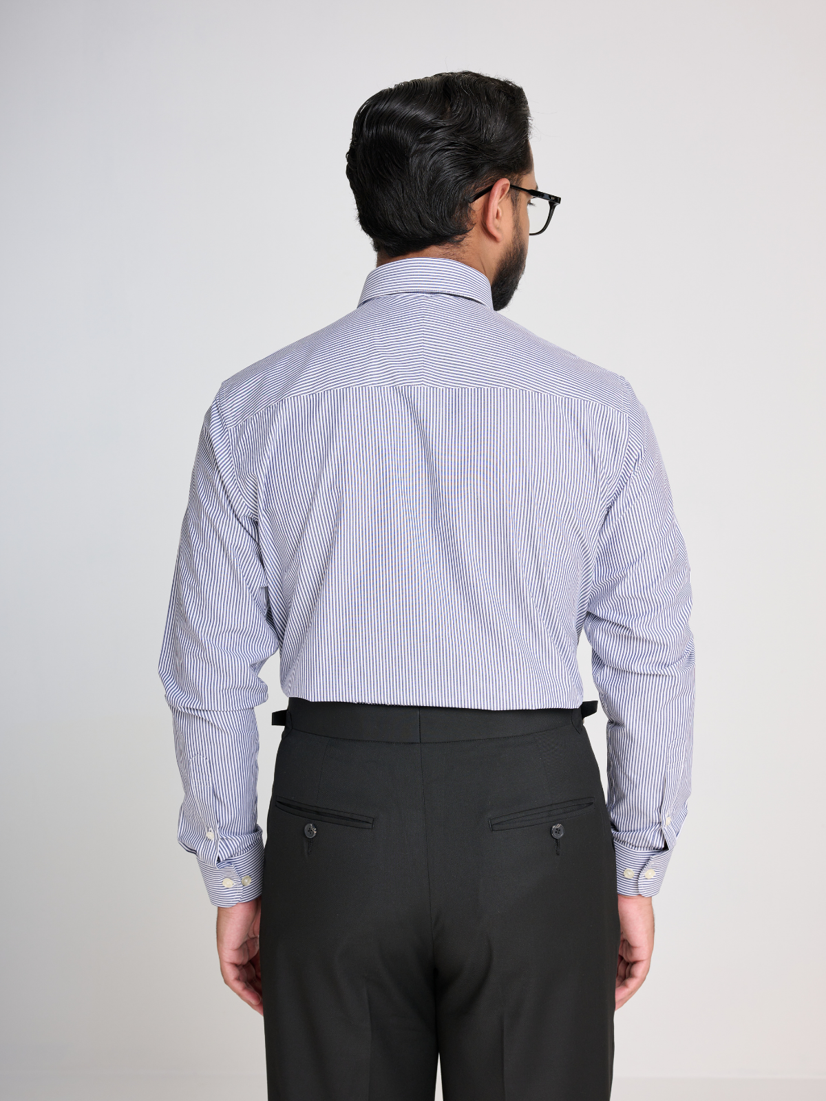 Navy Bengal Stripe Point Collar Shirt