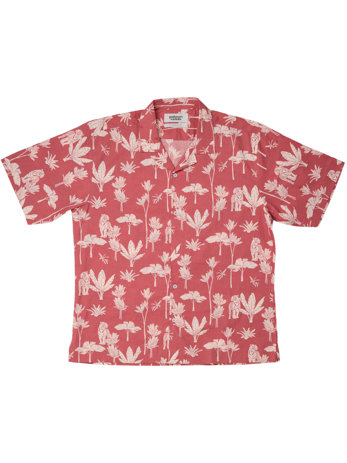 Red Animal Print Cuban Shirt
