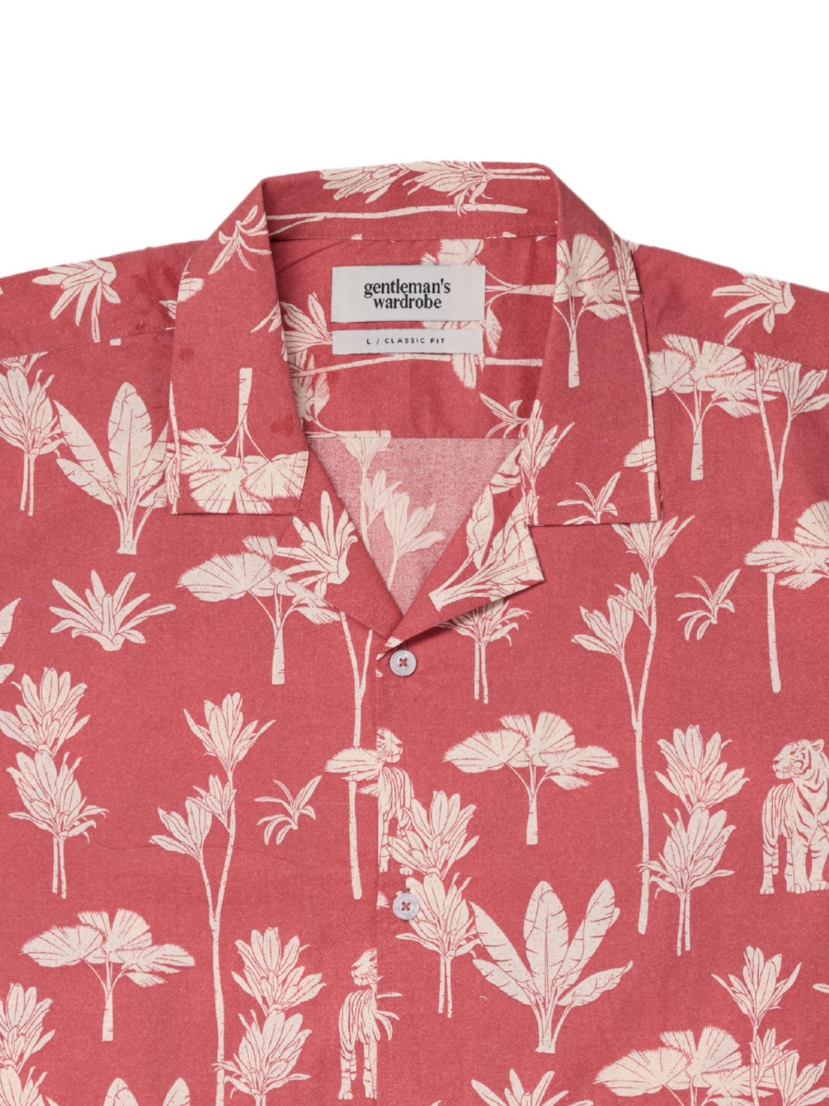 Red Animal Print Cuban Shirt