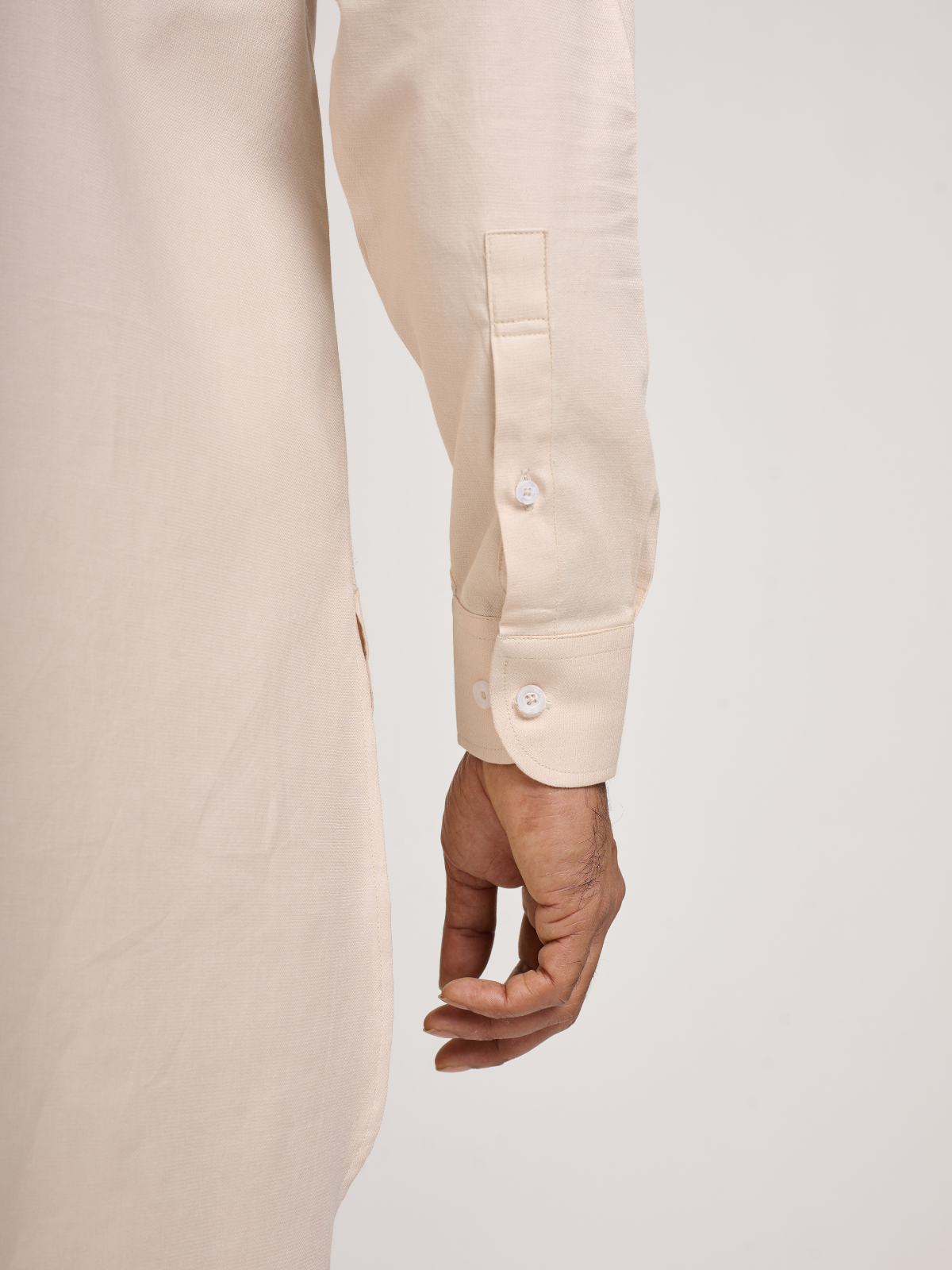 Beige Button Down Kurta