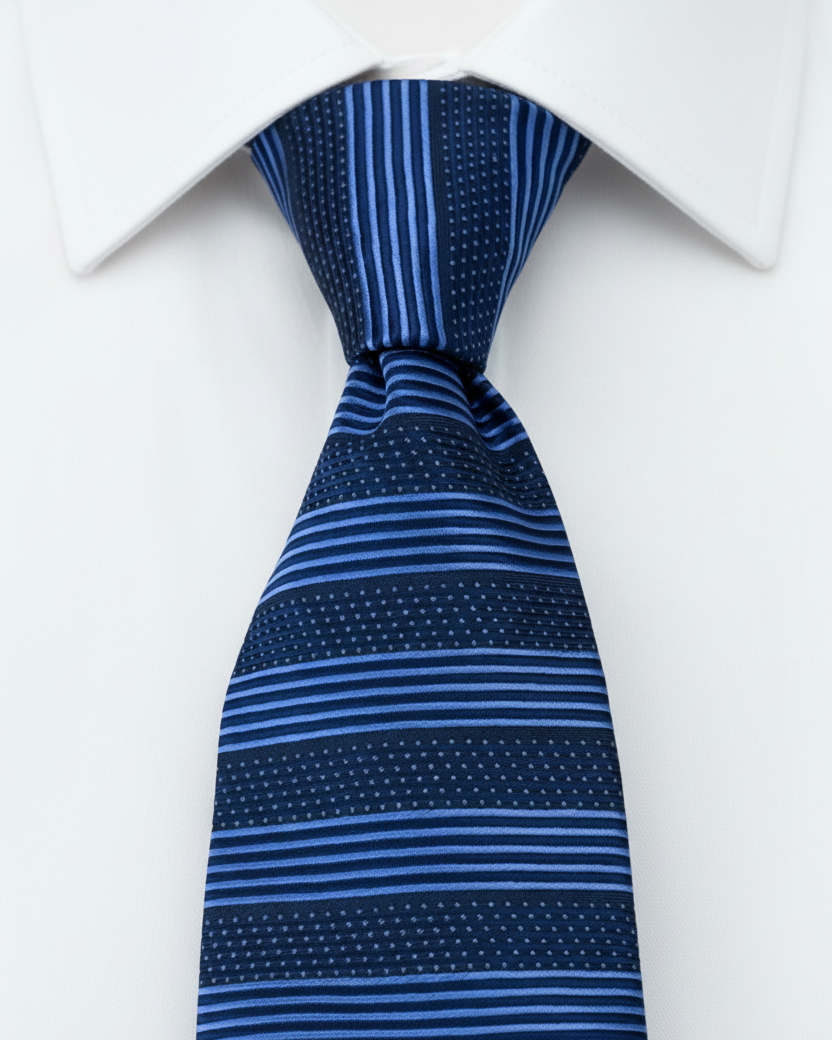 Navy Textured Stripes Tie