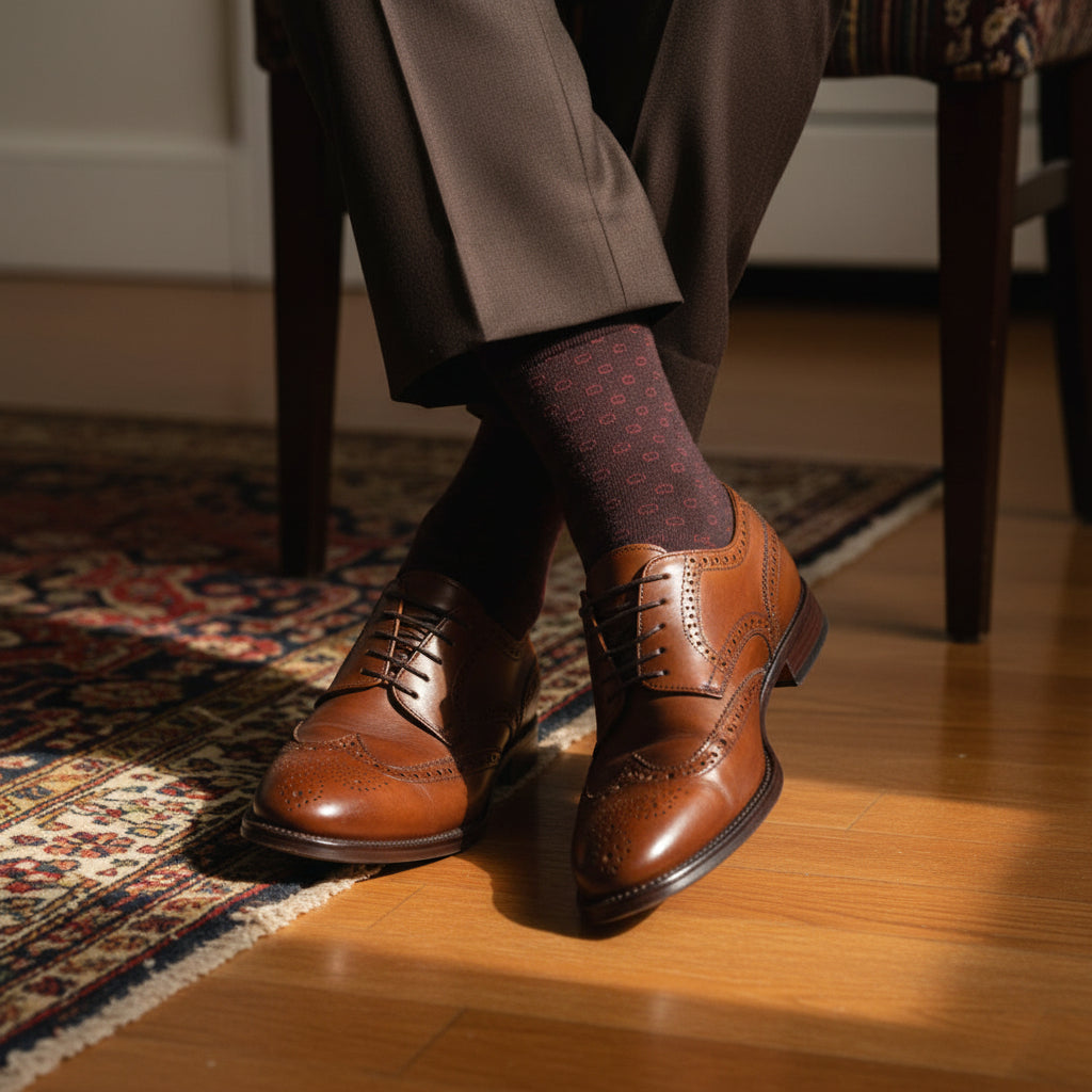 Micro Dot Cotton Socks – Espresso Brown