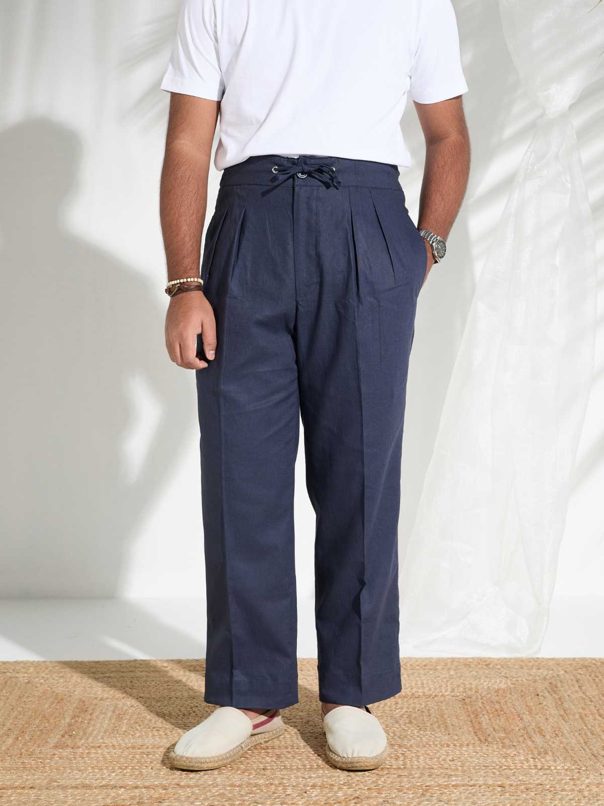 Navy Draw String Trouser