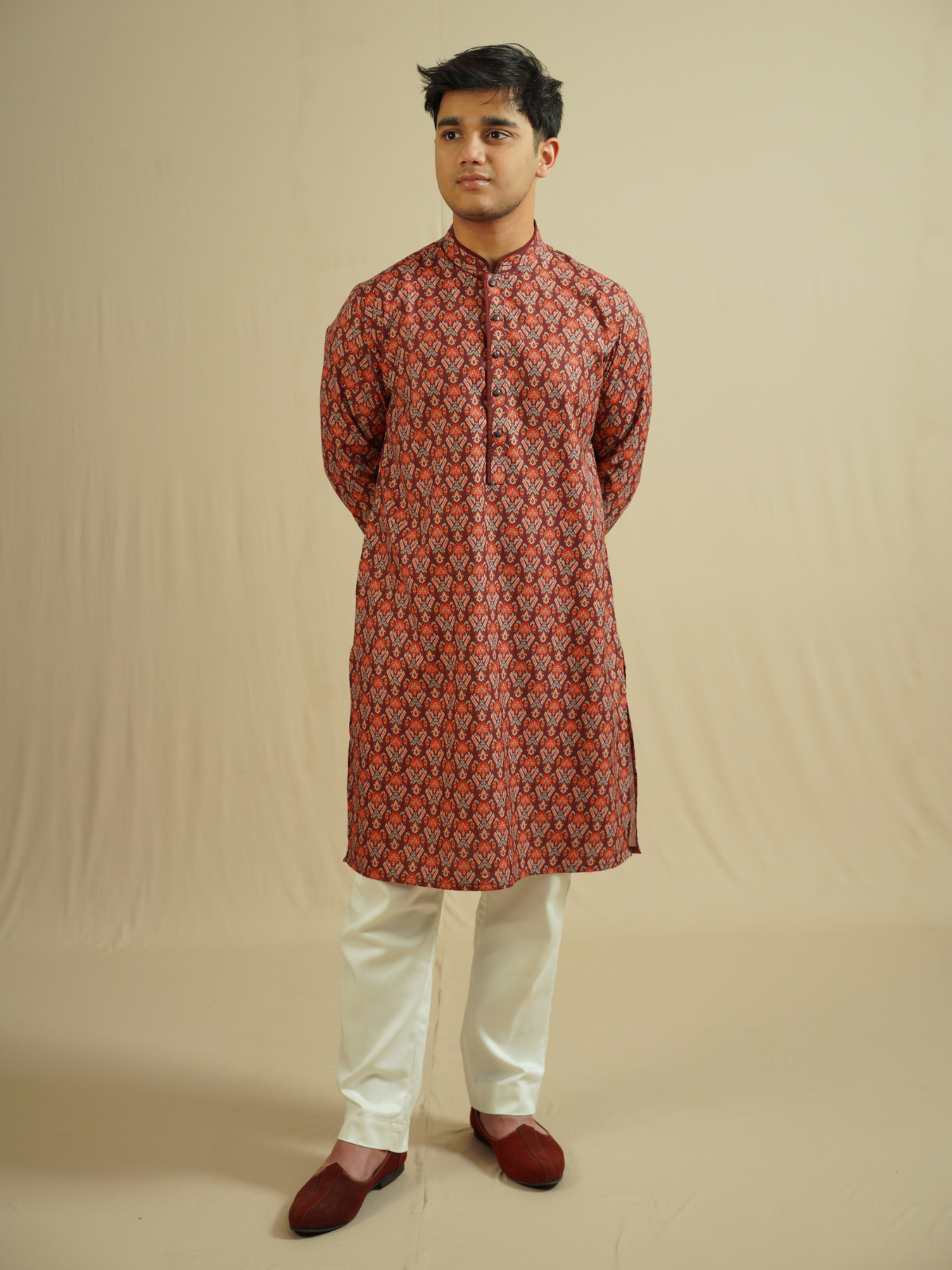 Maroon Ethnic Printed Kurta