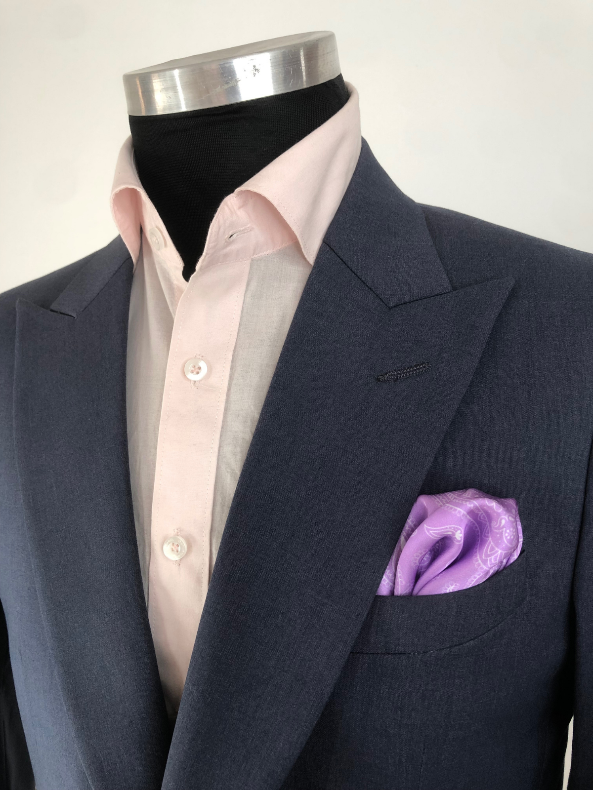 Lilac with Heavy White Paisley Silk Pocket Square