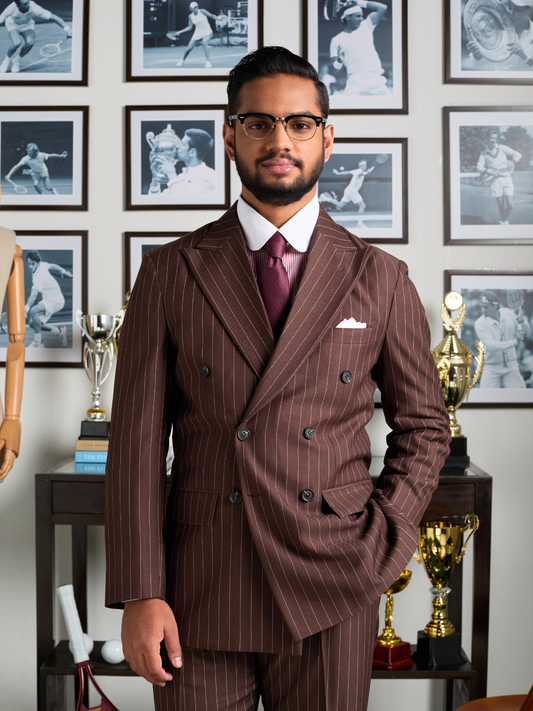 Brown Pinstripe DB Blazer
