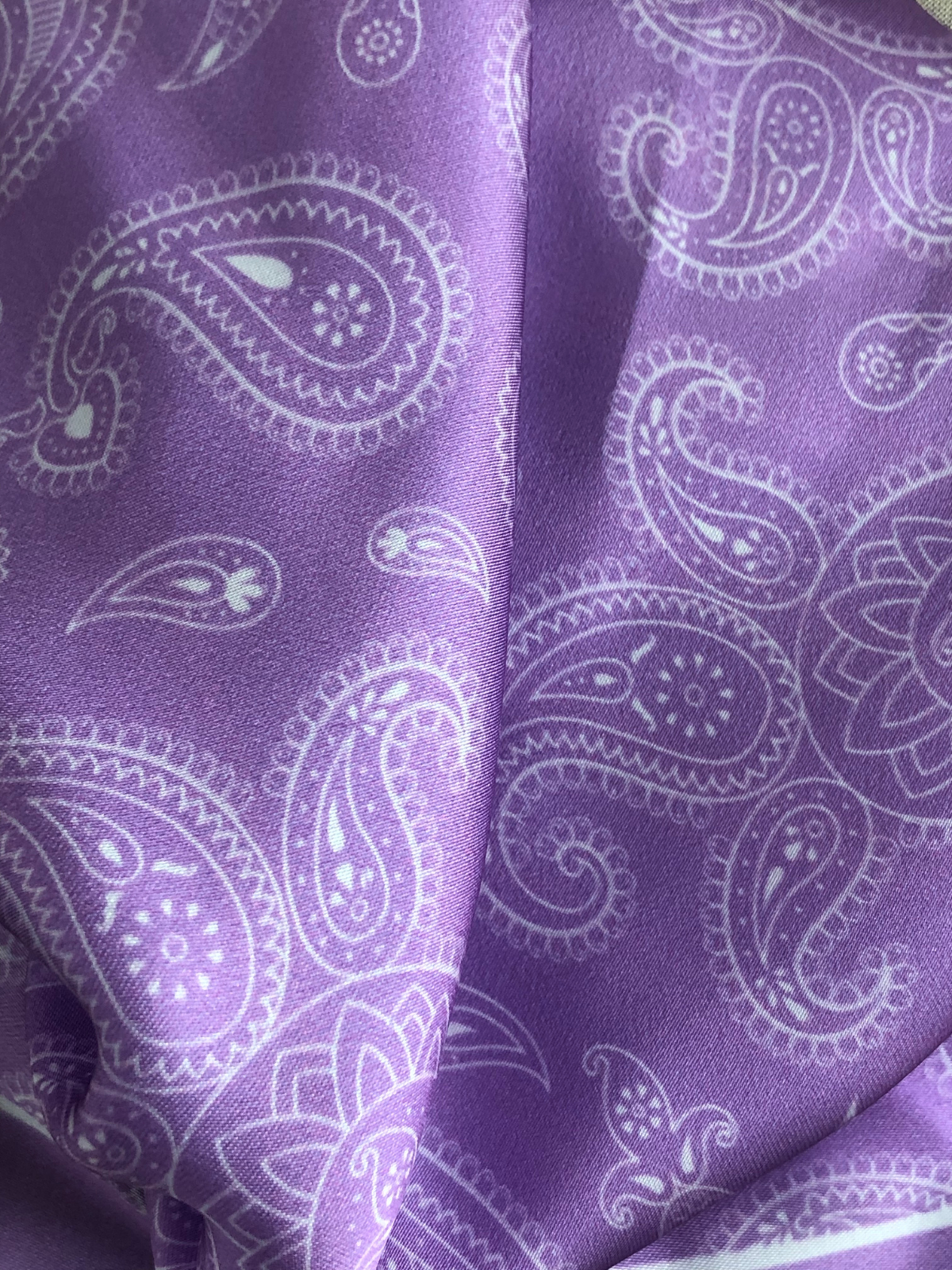 Lilac with Heavy White Paisley Silk Pocket Square