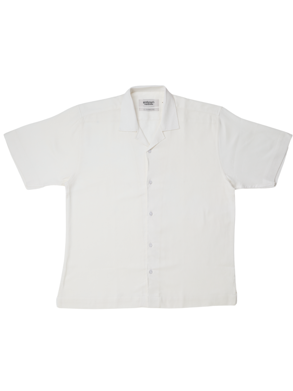 White Subtle Pattern Cuban Shirt