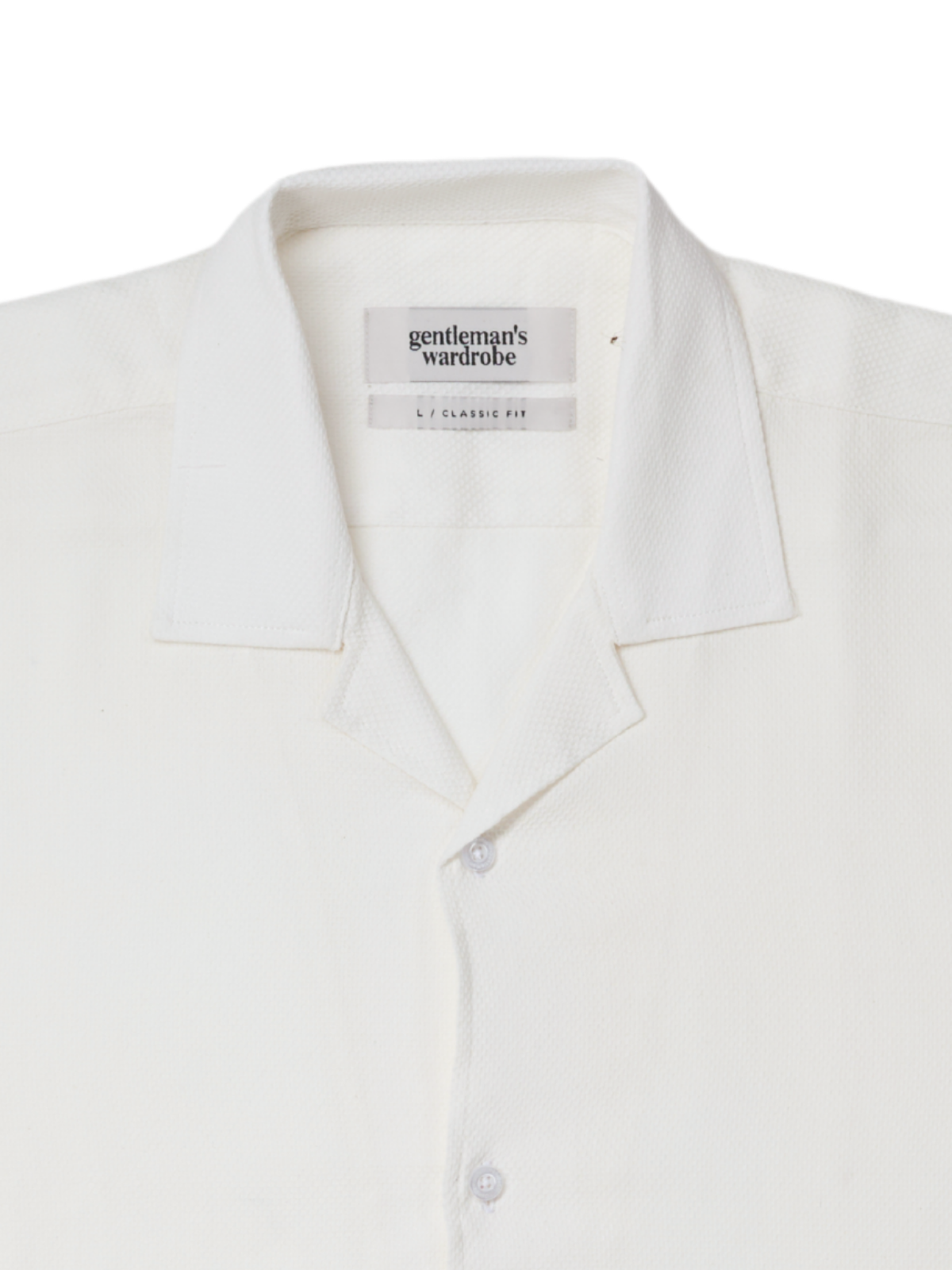 White Subtle Pattern Cuban Shirt