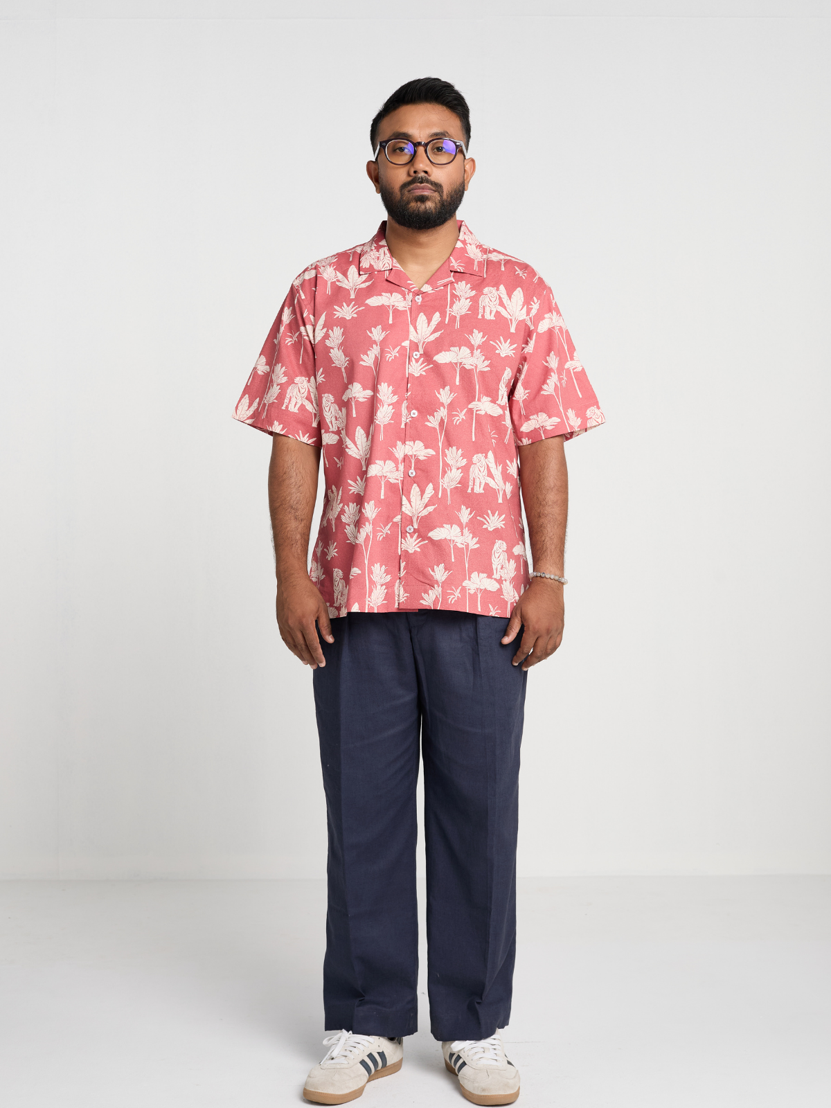 Red Animal Print Cuban Shirt
