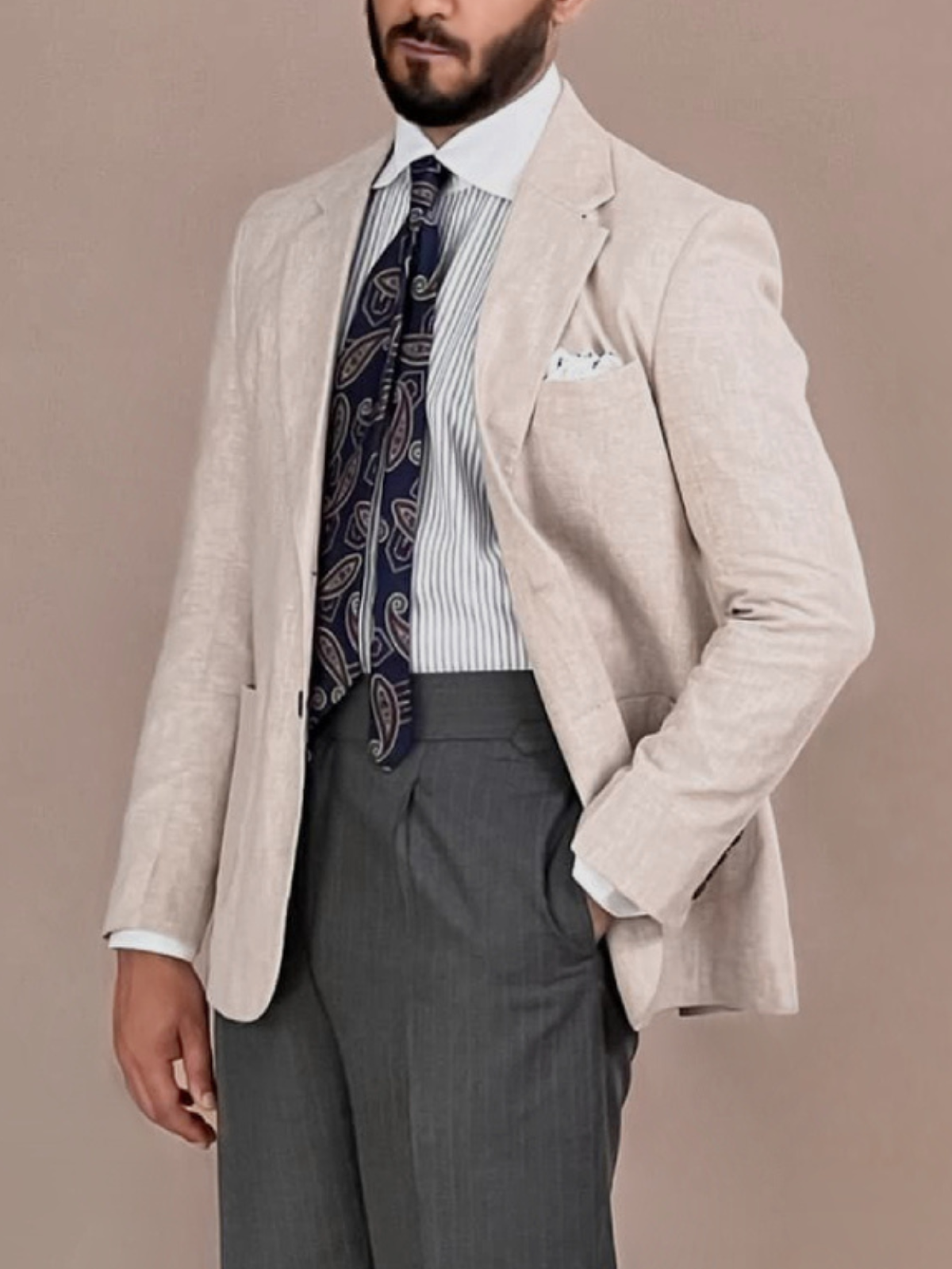 Beige Cotton Blazer