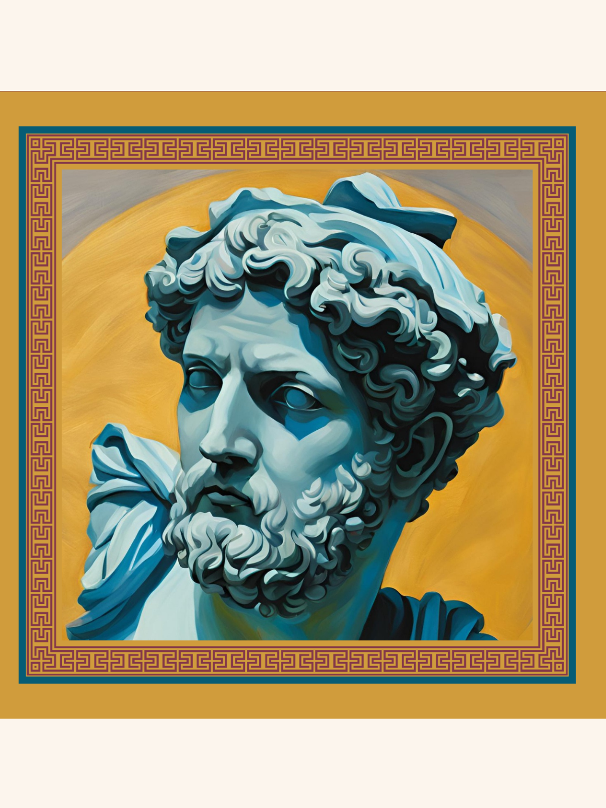Aqua Greek Myth Pocket Square