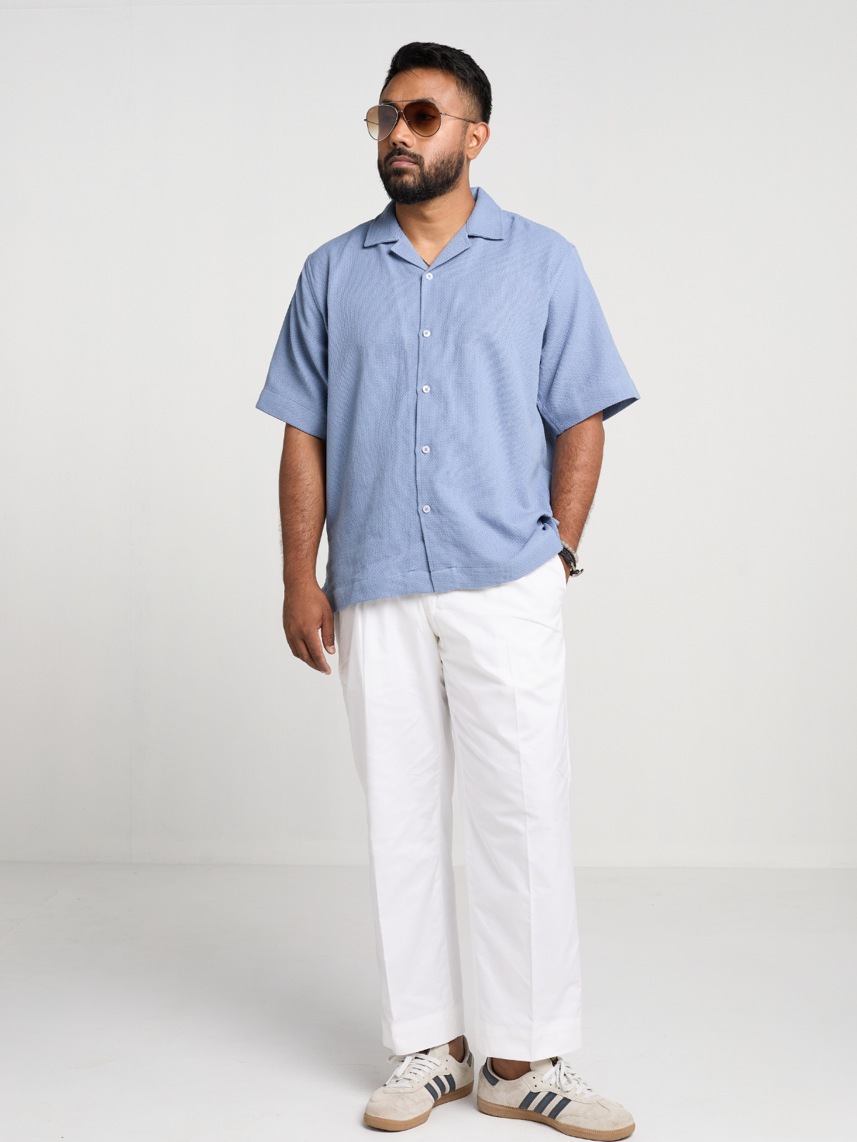 Sky Waffle Cuban Shirt