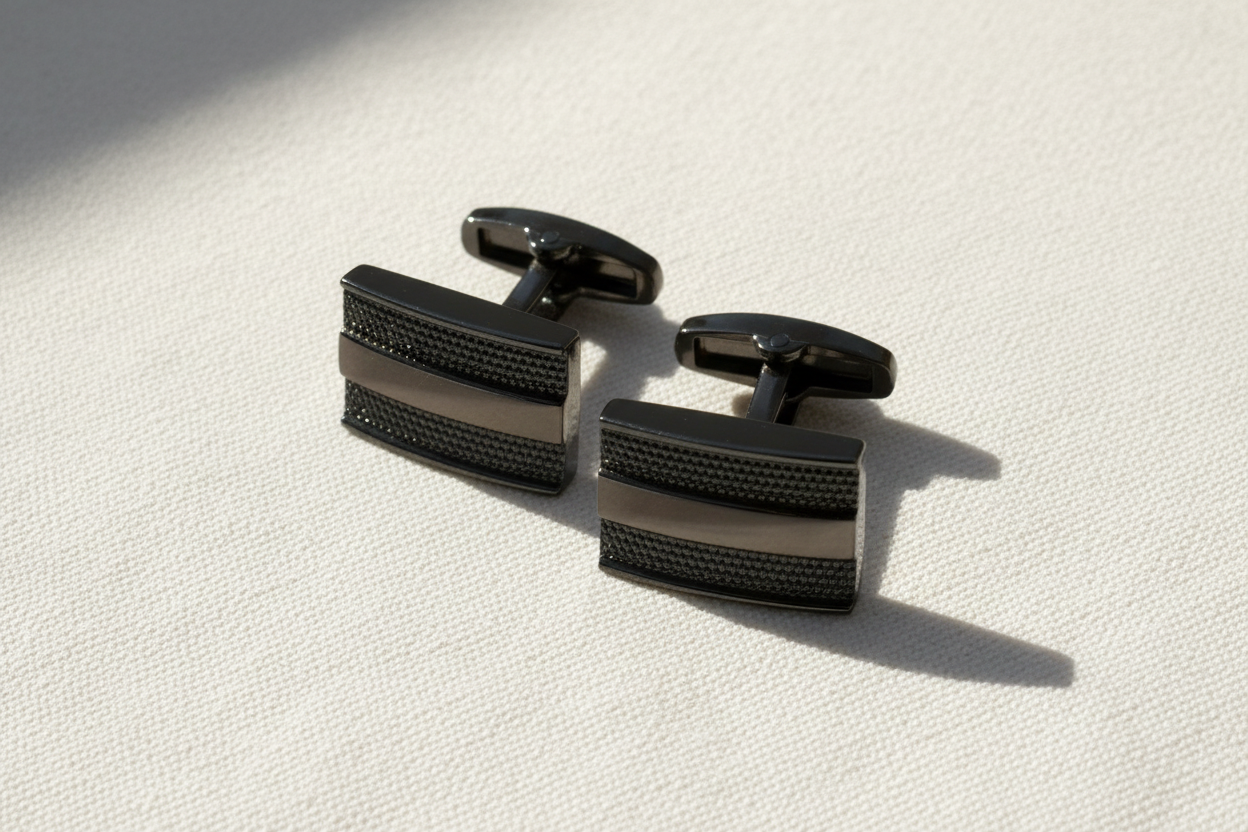 Onyx Band Cufflinks – Gunmetal