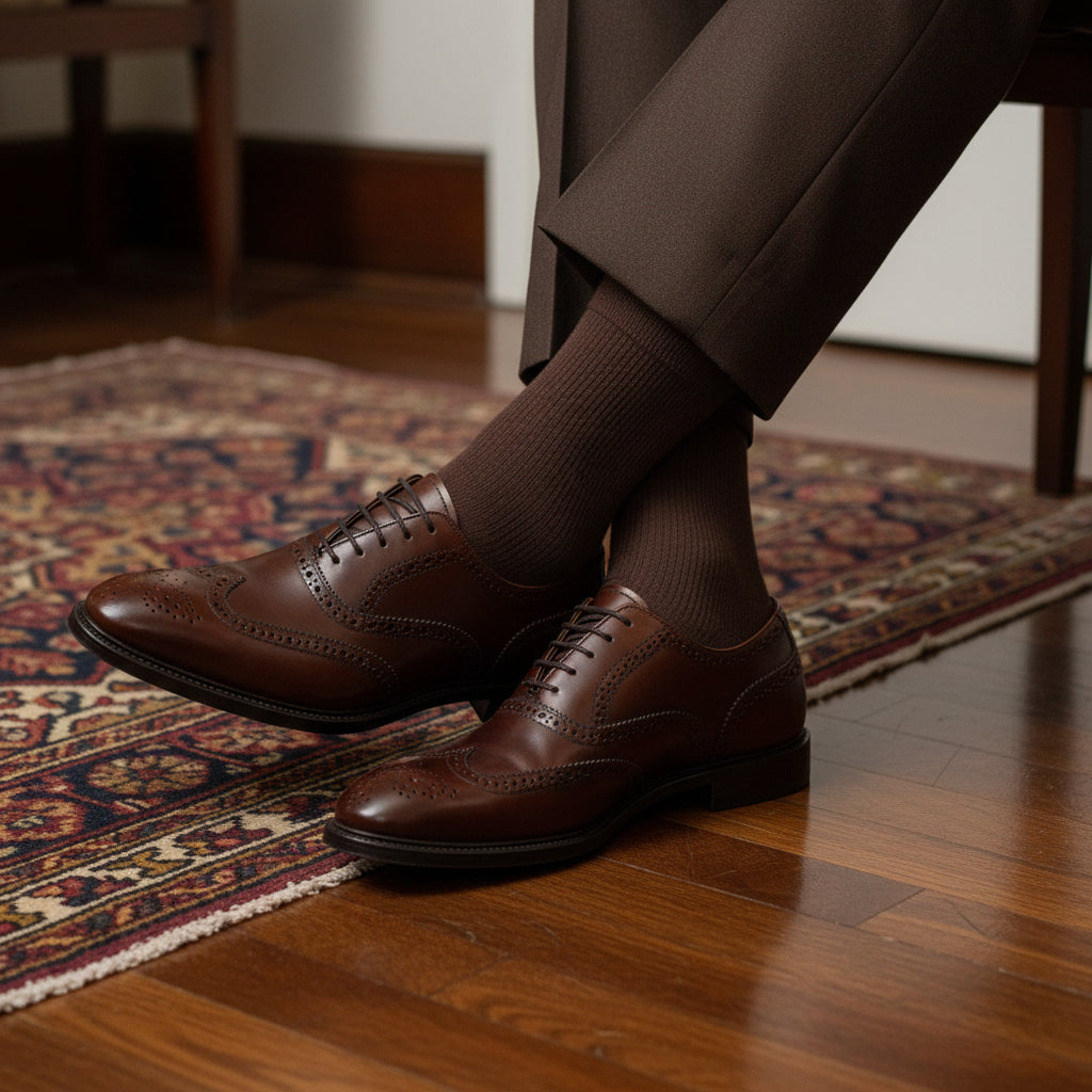 Micro Rib Cotton Socks – Cocoa Brown