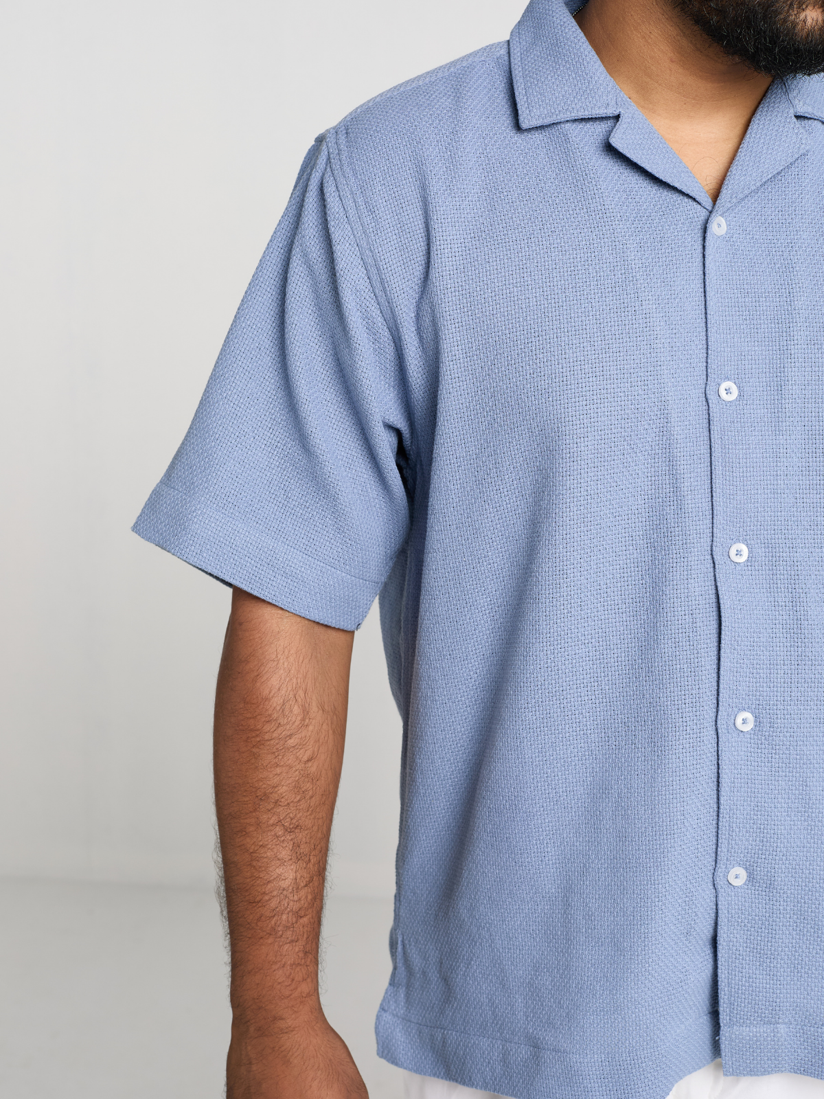 Sky Waffle Cuban Shirt