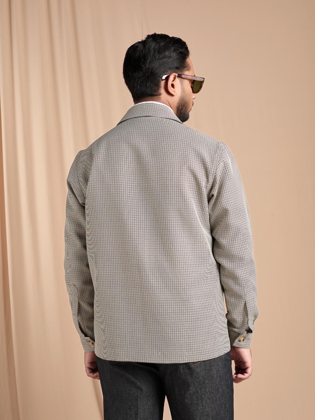 Beige Houndtooth Shacket