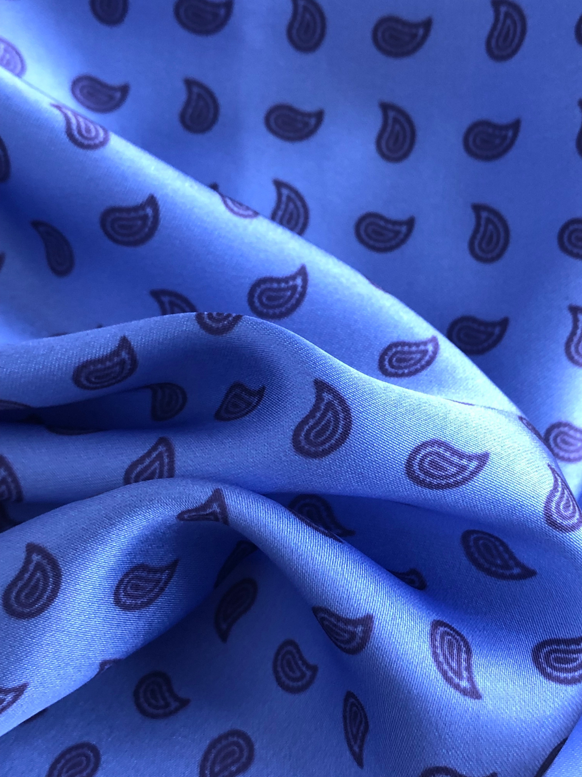Lapis with Mini White Paisley Silk Pocket Square