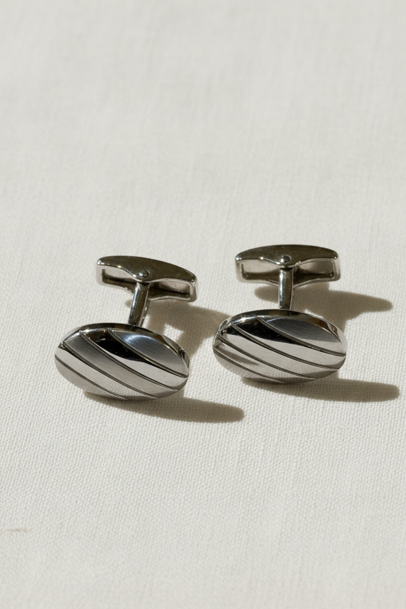 Diagonal Ridge Cufflinks – Silver