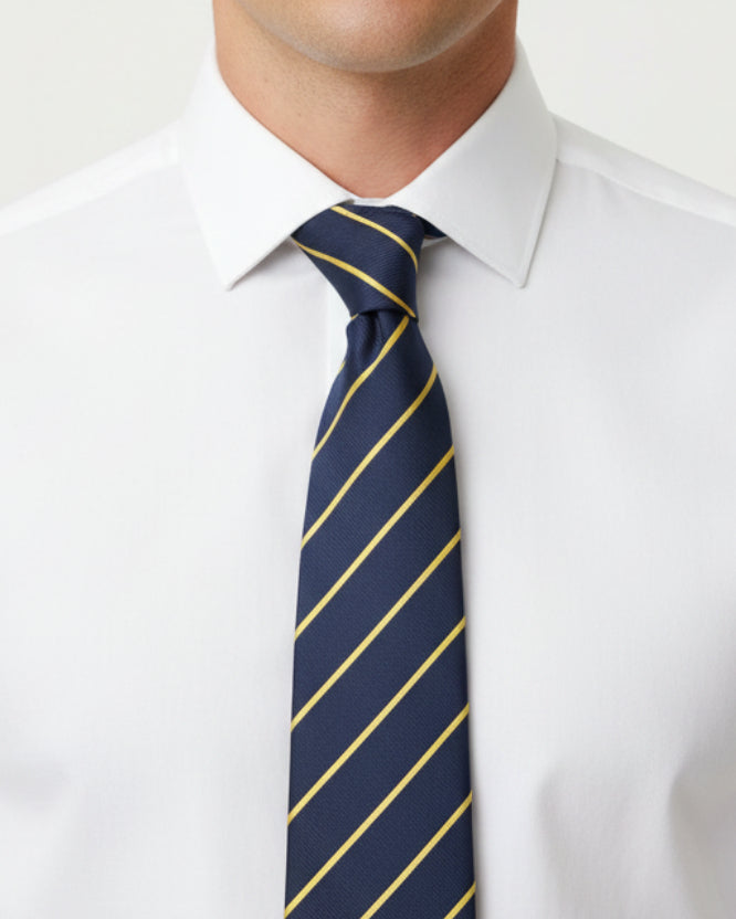 Navy Yellow Regimental Stripe Tie