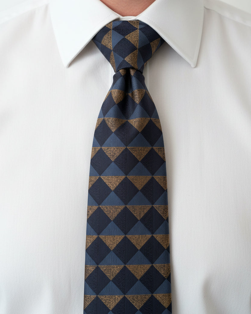 Navy Geometric Triangle Tie