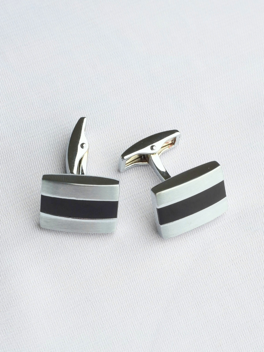 Silver & Black Stripe Cufflink