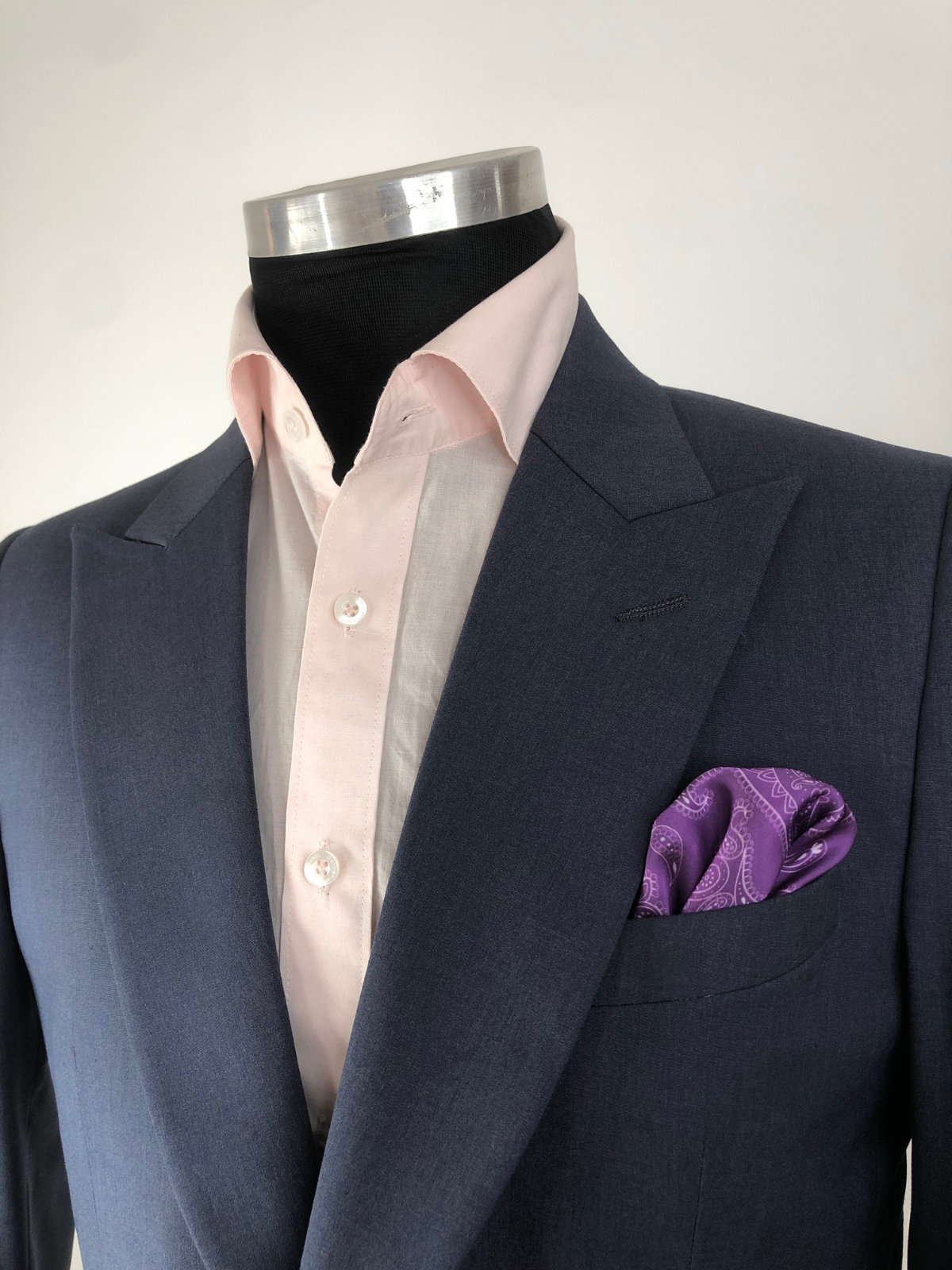 Orchid with Heavy White Paisley Silk Pocket Square