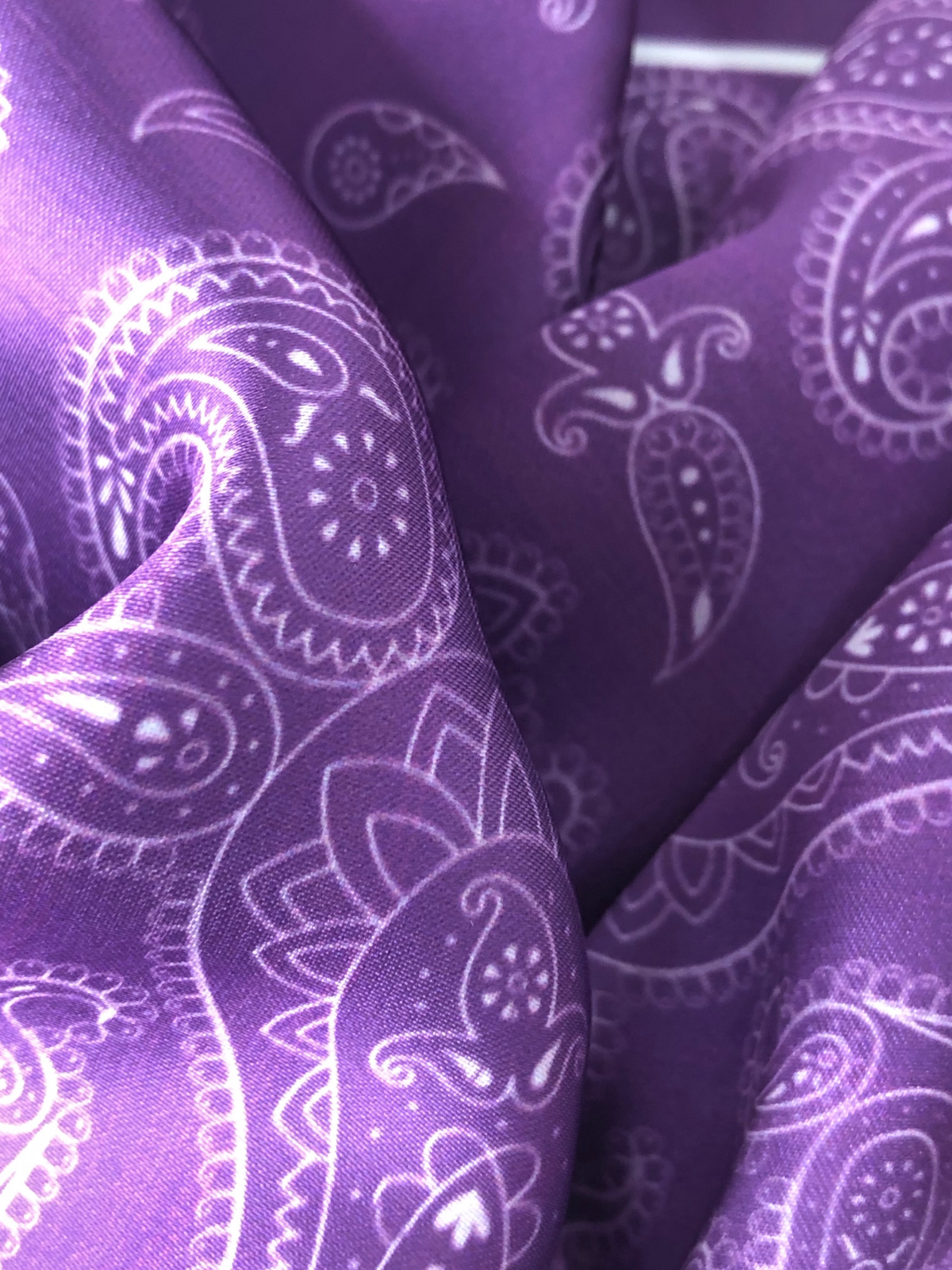 Orchid with Heavy White Paisley Silk Pocket Square