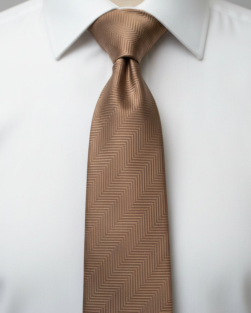 Caramel Herringbone Silk Tie