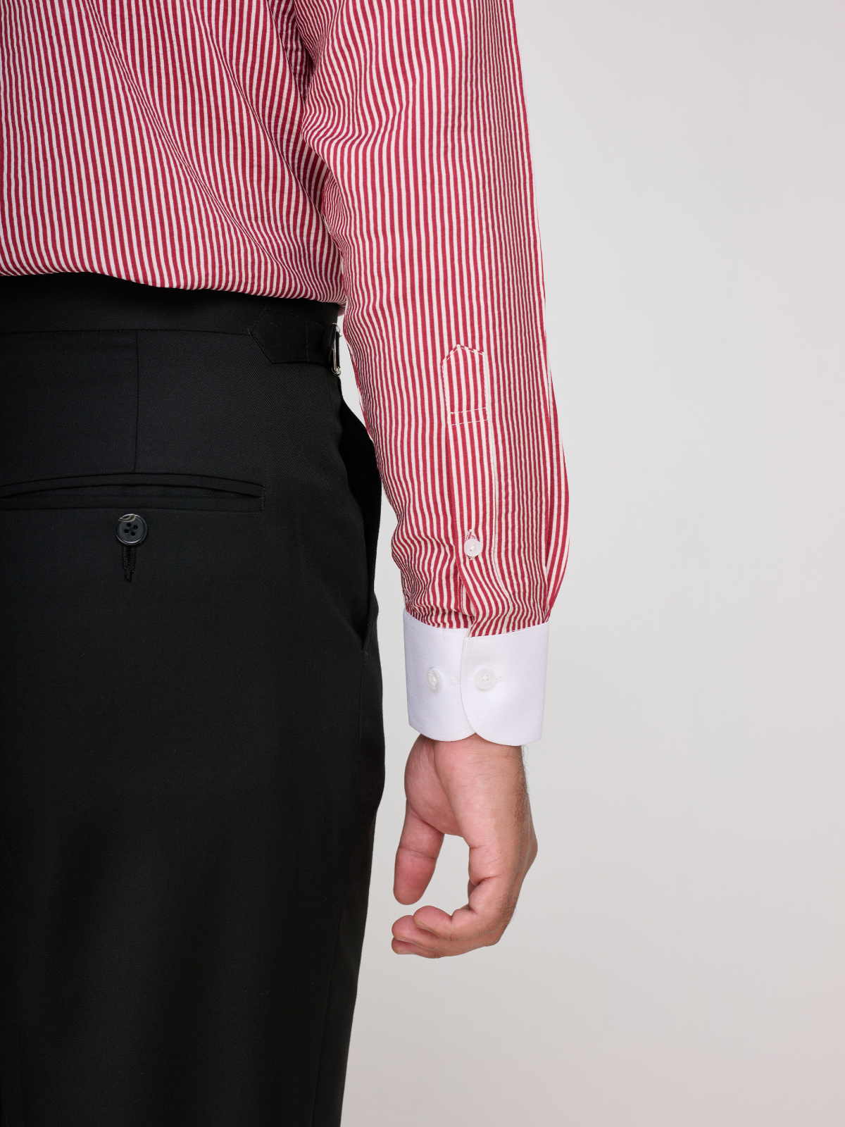 Crimson Stripe Club Collar Shirt