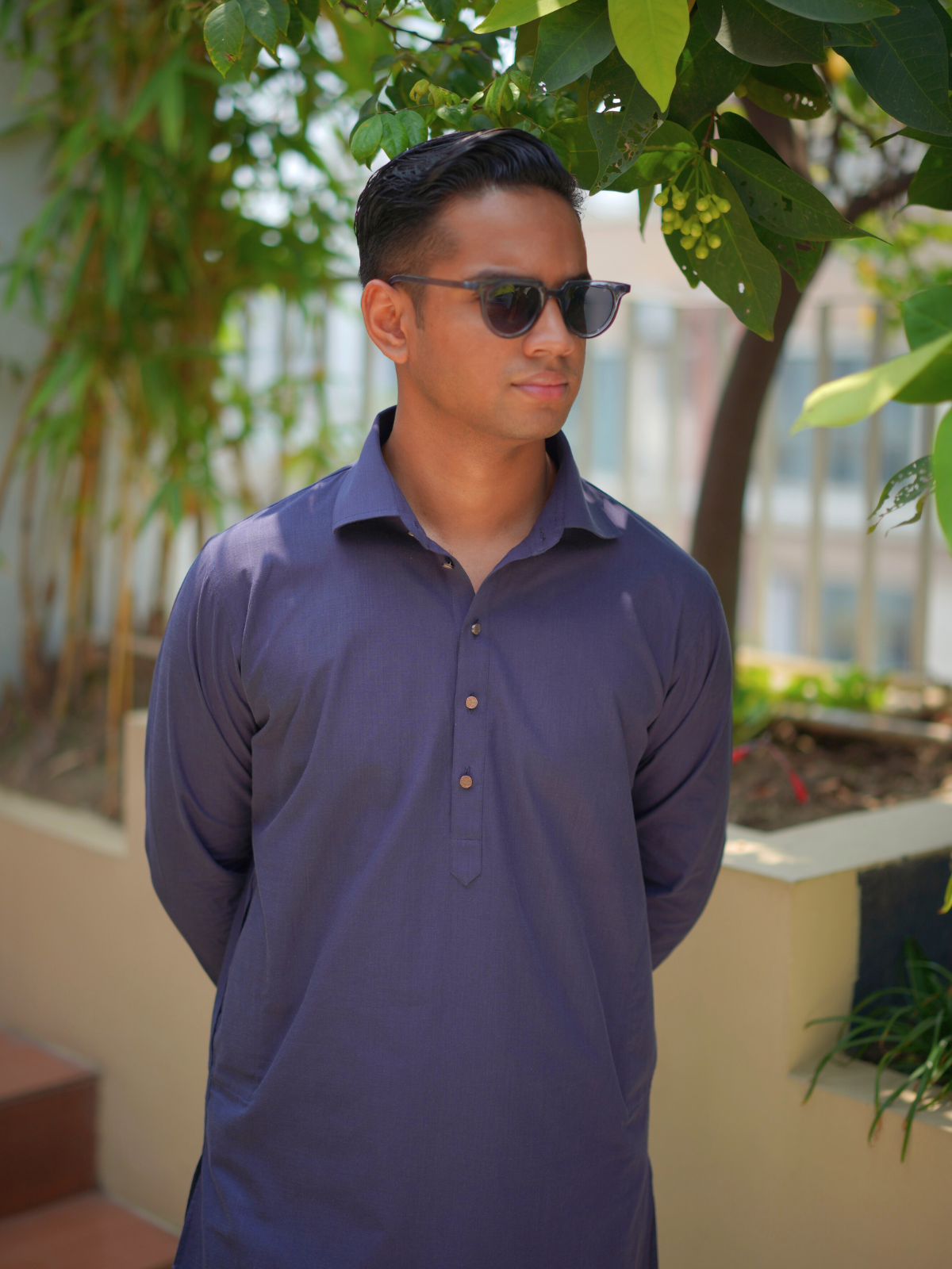 Dark Navy Kabli cut Kurta