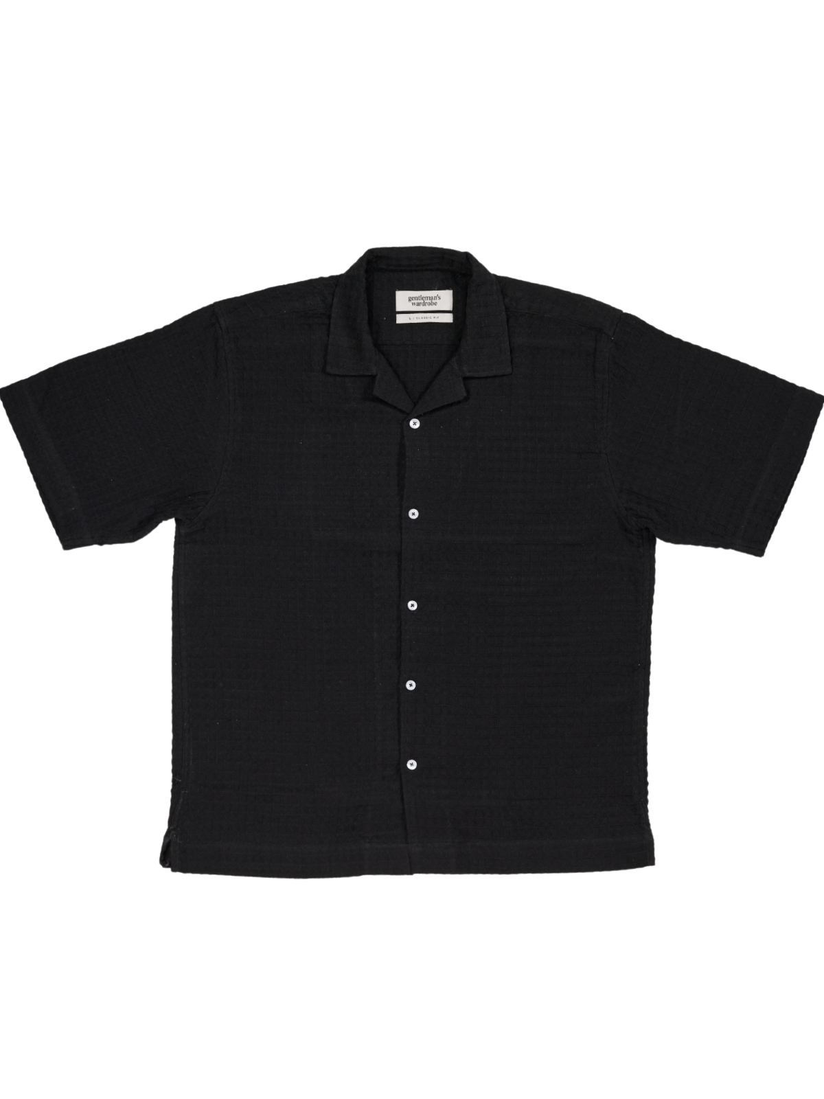 Black Subtle Print Cuban Shirt
