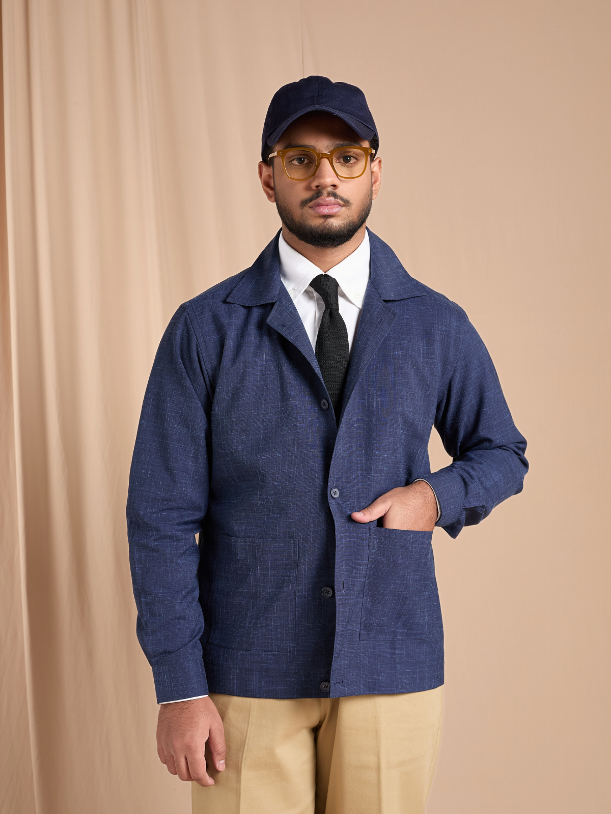 Navy Patterned Shacket
