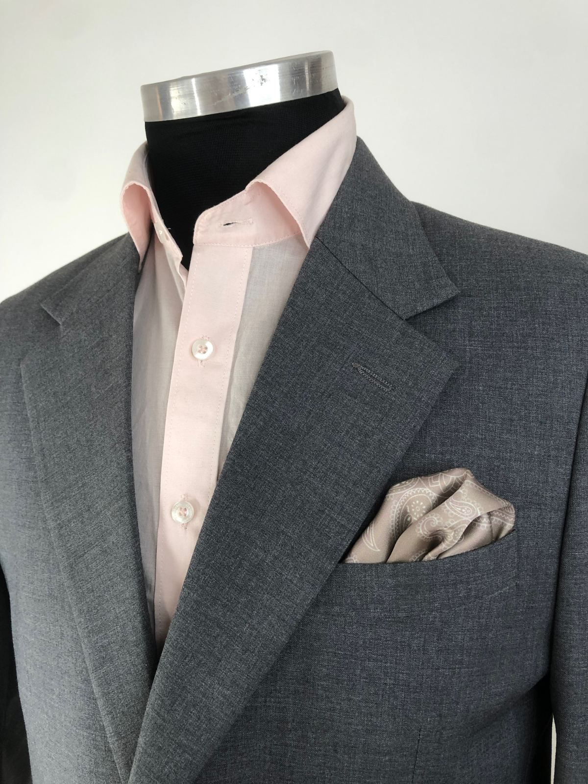 Sand with Heavy White Paisley Silk Pocket Square