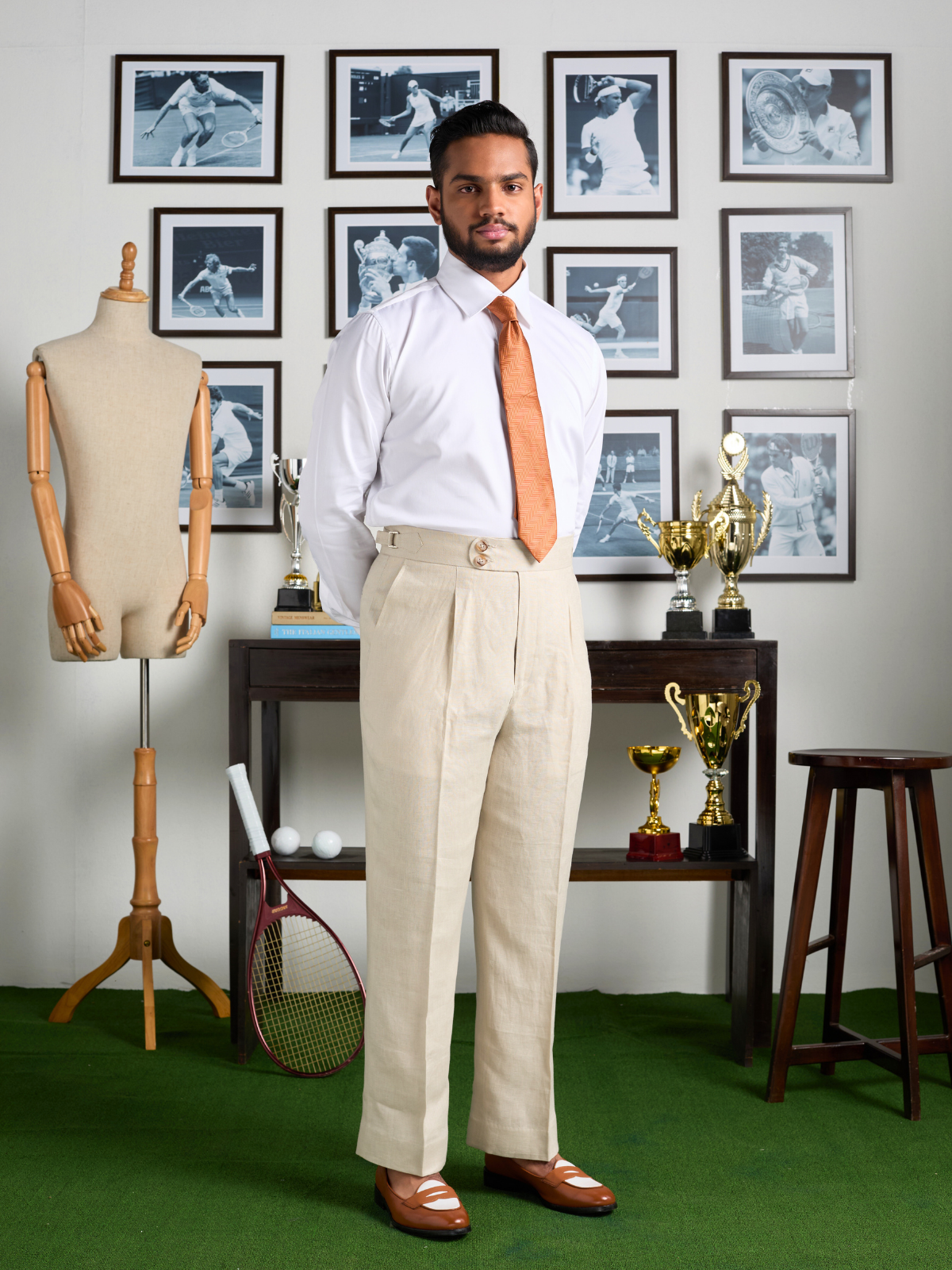 Cream Cotton Formal Trouser