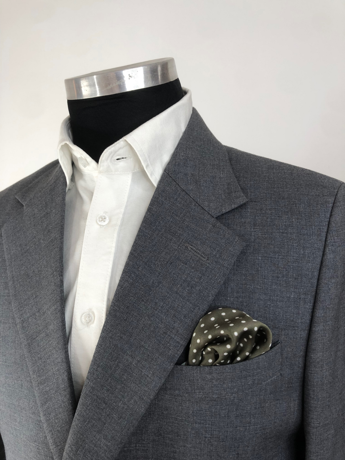 Olive Polka Silk Pocket Square