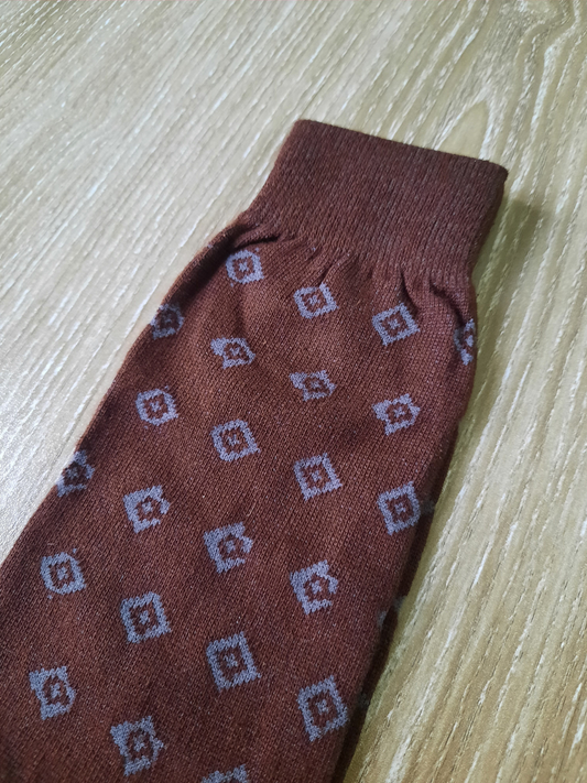 Brown with Grey Pattern Socks
