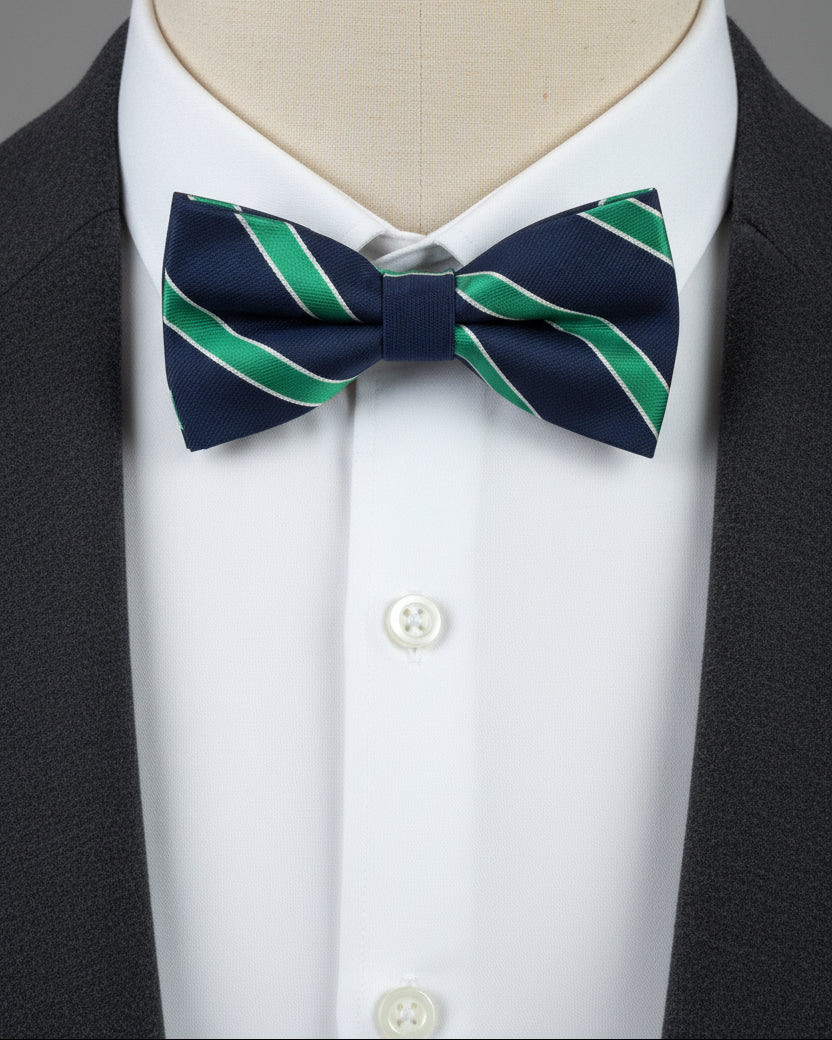 Regimental Bow Tie – Navy & Emerald Stripe