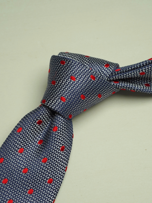 Silver & Red Polka Tie