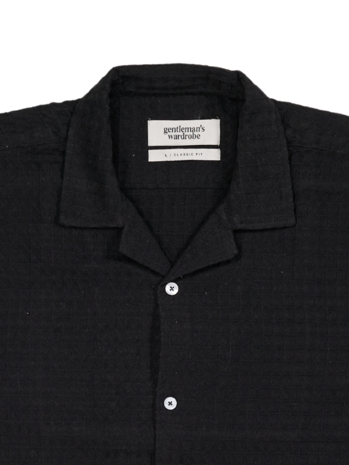 Black Subtle Print Cuban Shirt