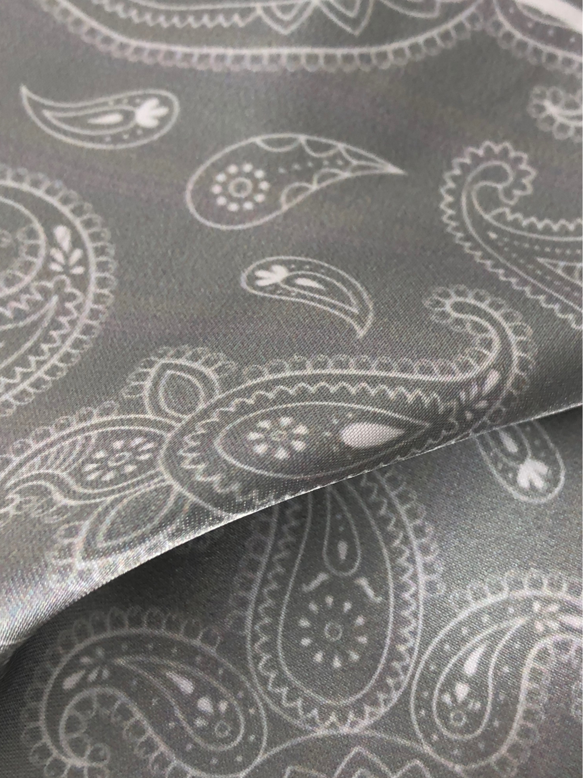 Dusty Green with Heavy White Paisley Silk Pocket Square