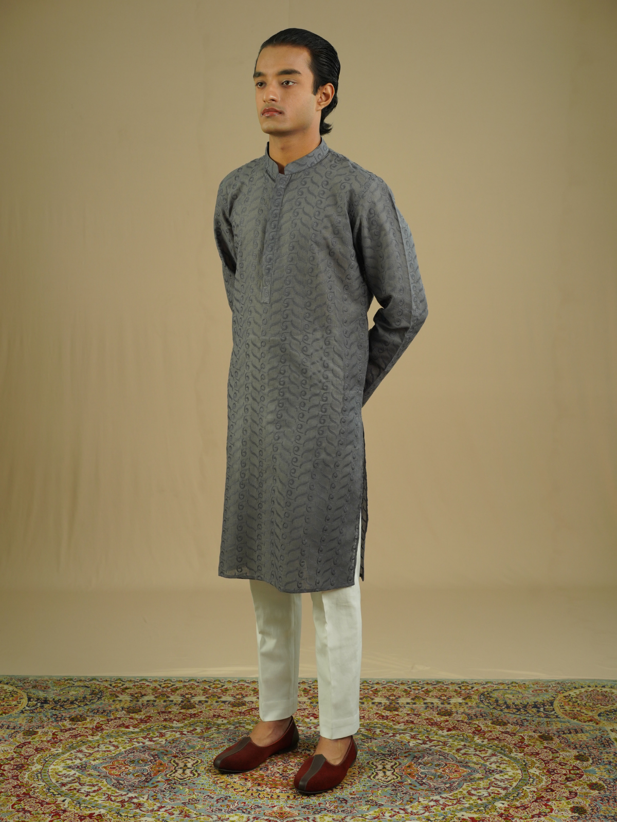 Grey Chikankari Kurta